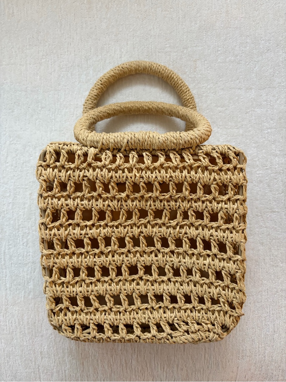 SHEIN Natural Woven Straw Tote